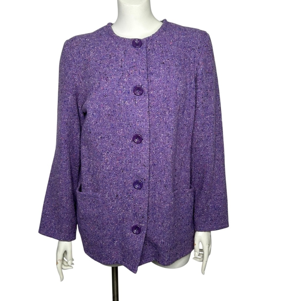 Vintage Wool Blend Ireland Irish Purple Jacket Boyne Valley Weavers PL